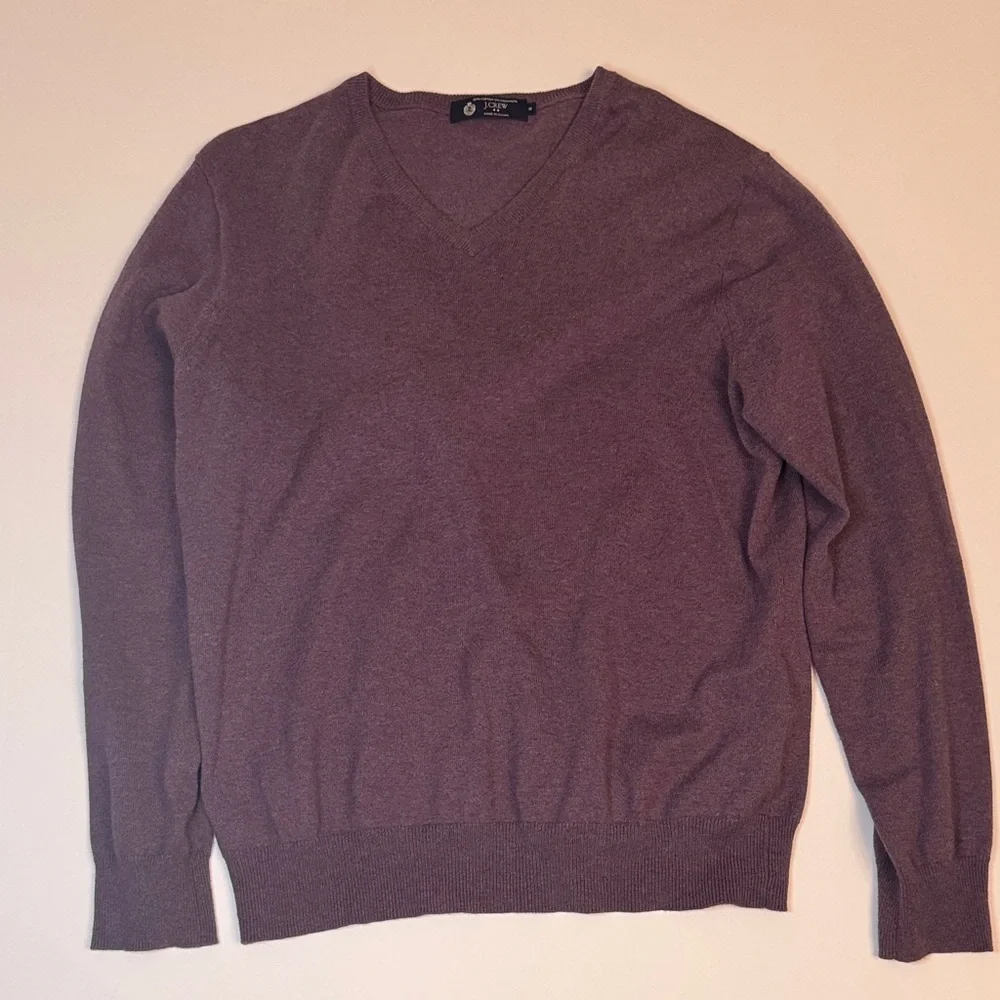 J.Crew Men’s Cotton Cashmere V-Neck Sweater Purple Medium | Oversized Women